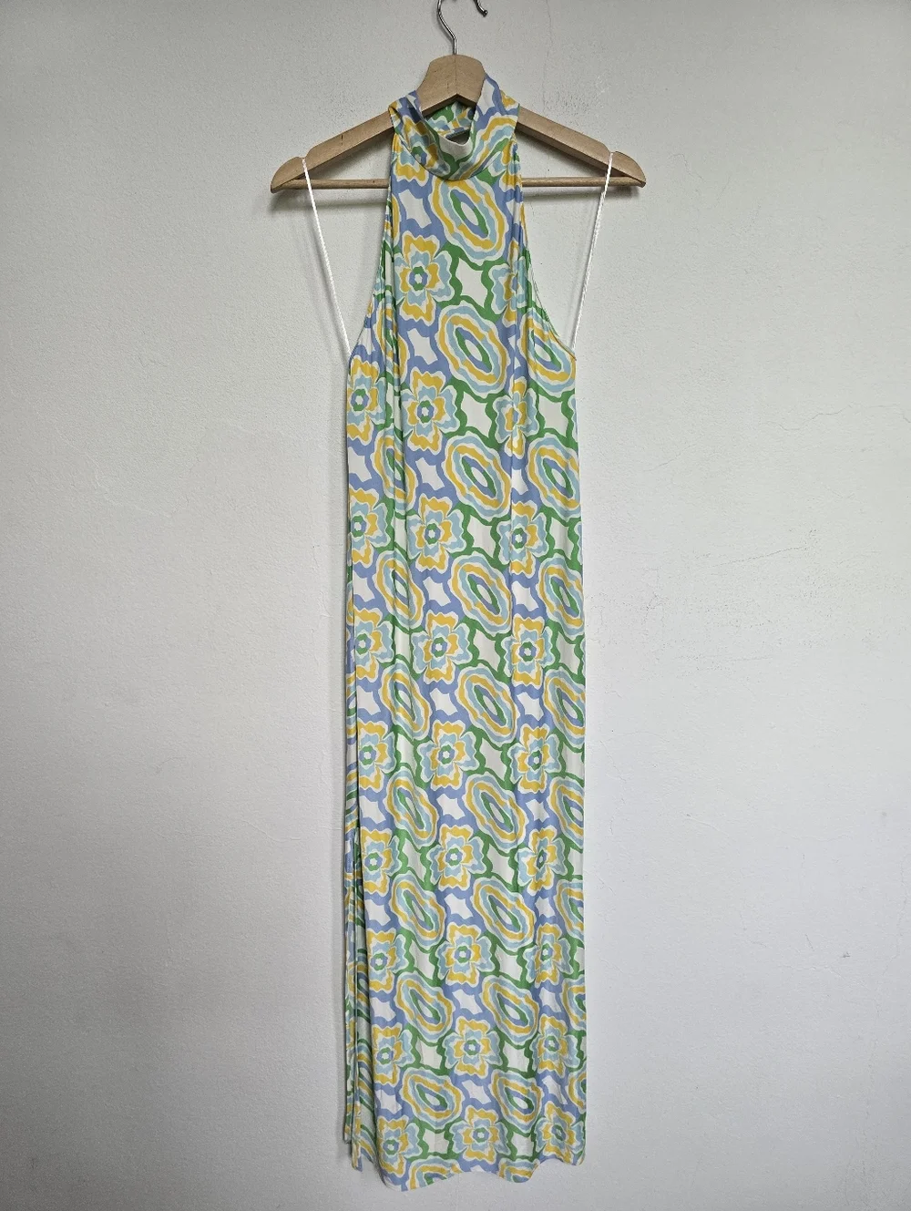 ZARA Viral Halter Maxi Dress Open Back Floral Scarf Tie Euro Summer S - Picture 5 of 17